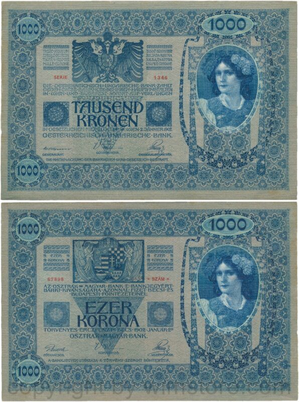 Österreich, franz josef i., 1000 kronen 2. jänner 1902, serie 1345, p 08; 3 (kopie)