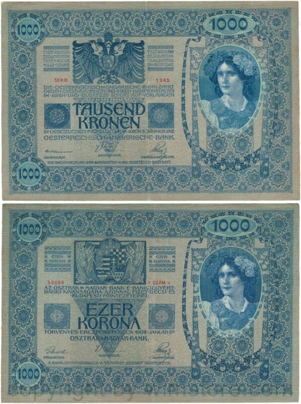 Österreich, franz josef i., 1000 kronen 2. jänner 1902, serie 1345, p 08; 3