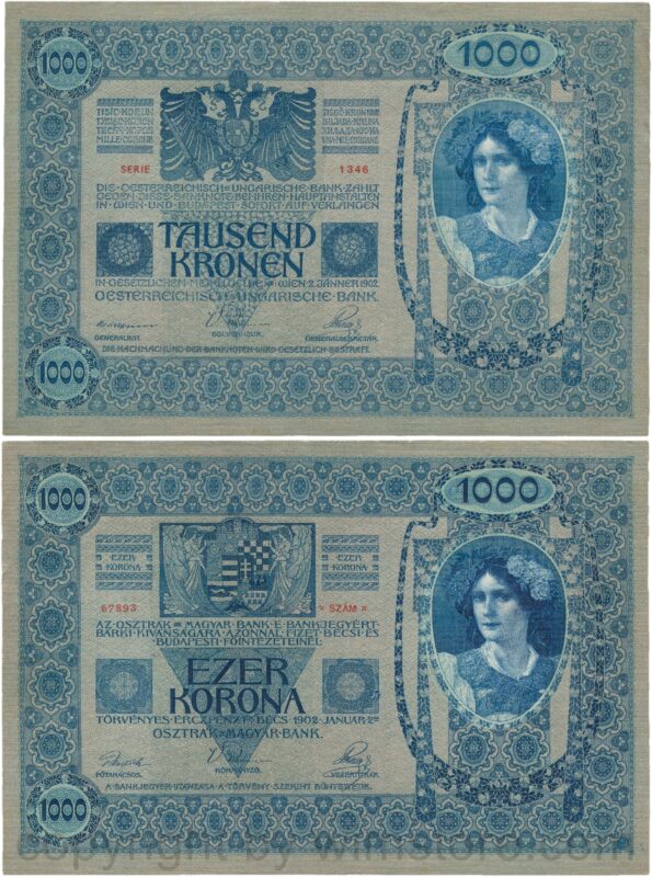 Österreich, franz josef i., 1000 kronen 2. jänner 1902, serie 1345, p 08; 3 (kopie) (kopie)