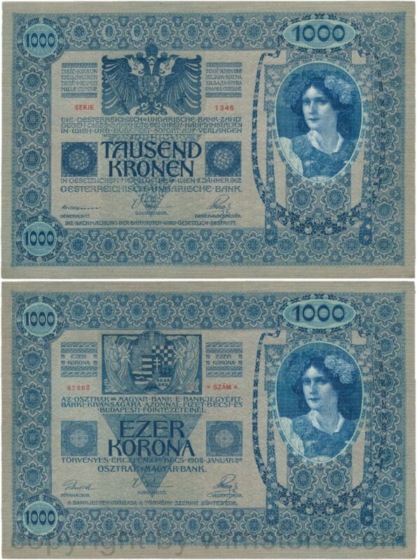 Österreich, franz josef i., 1000 kronen 2. jänner 1902, serie 1345, p 08; 3