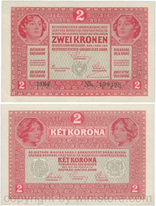 Österreich, franz josef i., 2 kronen 1. märz 1917, serie 1384, p 21.1; 1 (kopie)