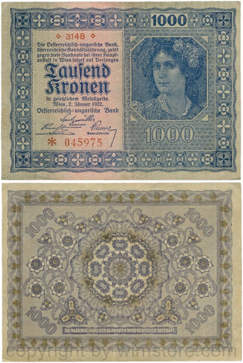 Österreich, 1. republik, p047, 100 kronen 1912, ausgegeben nach dem 4. oktober 1920; 1 (kopie)