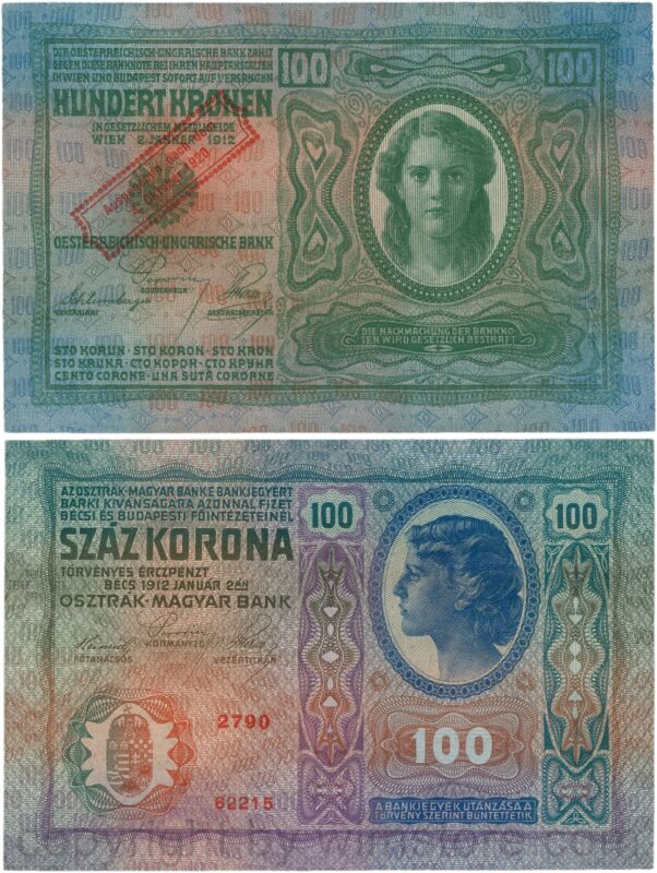 Österreich, 1. republik, p047, 100 kronen 1912, ausgegeben nach dem 4. oktober 1920; 1 (kopie)