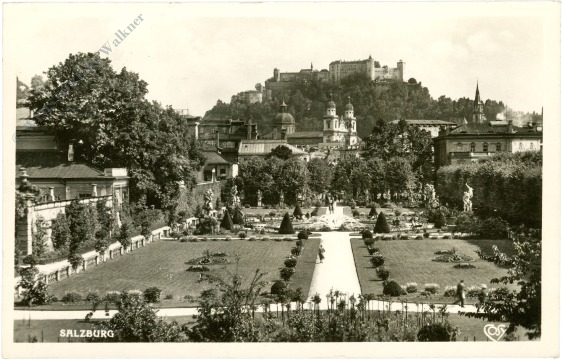 salzburg, schloss mirabell, mirabellgarten mit dom und festung