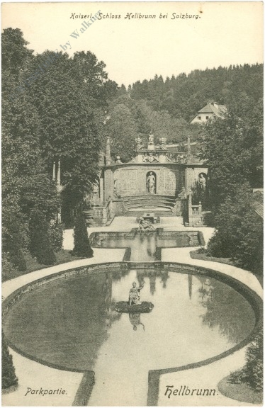 salzburg, schloss hellbrunn, parkpartie