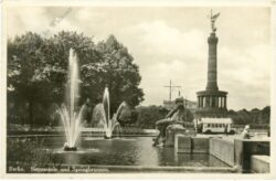 berlin, siegessäule und springbrunnen