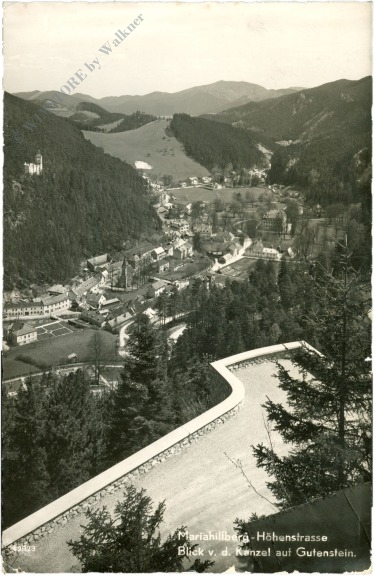 gutenstein, mariahilfberg höhenstrasse, blick v.d. kanzel auf gutenstein
