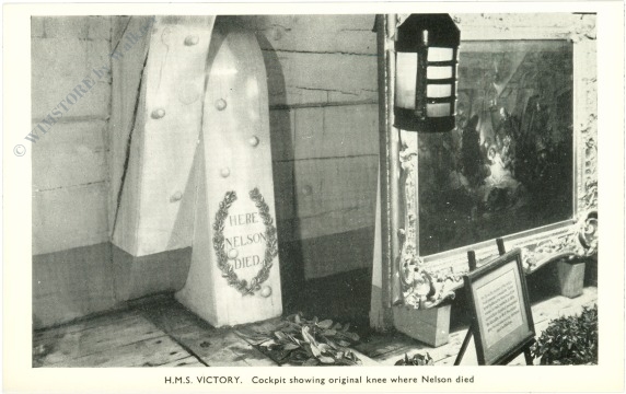 h.m.s. victory cockpit showing original knee where nelson died