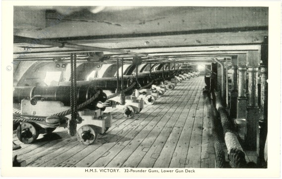 h.m.s. victory 32 pounder guns, lower gun deck