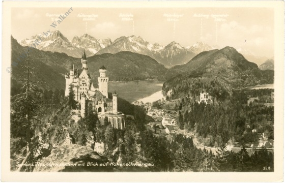 schwangau, schloss neuschwanstein mit blick auf hohenschwangau