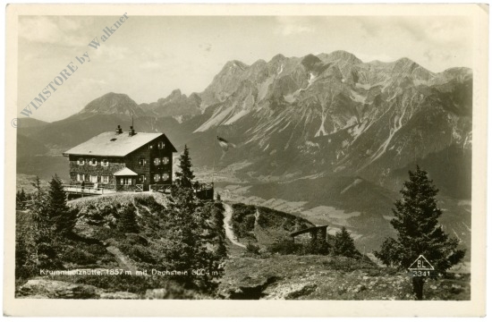 haus im ennstal, krummholzhütte mit dachstein