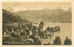 thunersee, oberhofen mit eiger, mönch und jungfrau