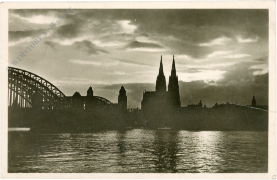köln, rheinpanorama mit dom und hohenzollernbrücke (abendstimmung)