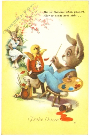ostern, osterhase bemalt ei