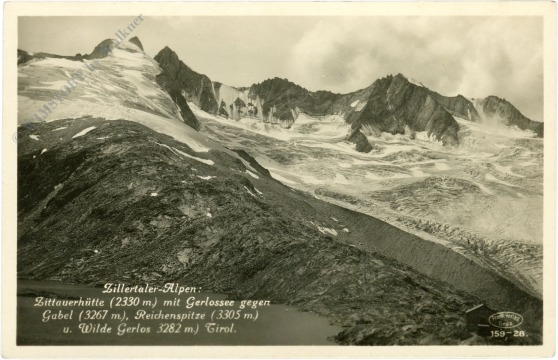 zillertaler alpen, zittauerhütte mit gerlossee gegen gabel, reichenspitze und wilde gerlos zillertaler alpen, zittauerhütte mit gerlossee gegen gabel, reichenspitze und wilde gerlos
