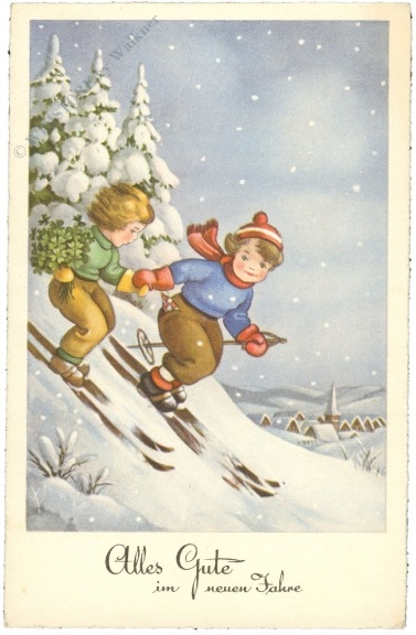 neujahr, skifahrer neujahr, skifahrer