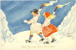 weihnachten, paar mit fackeln