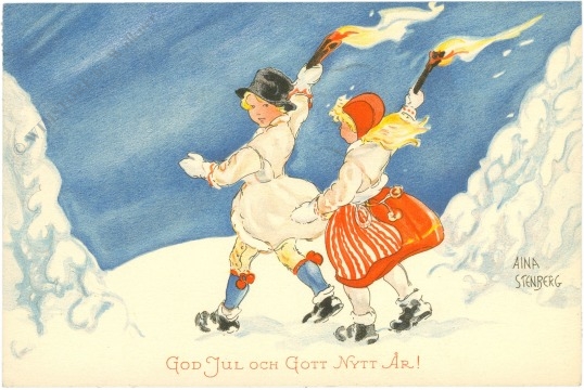 weihnachten, paar mit fackeln