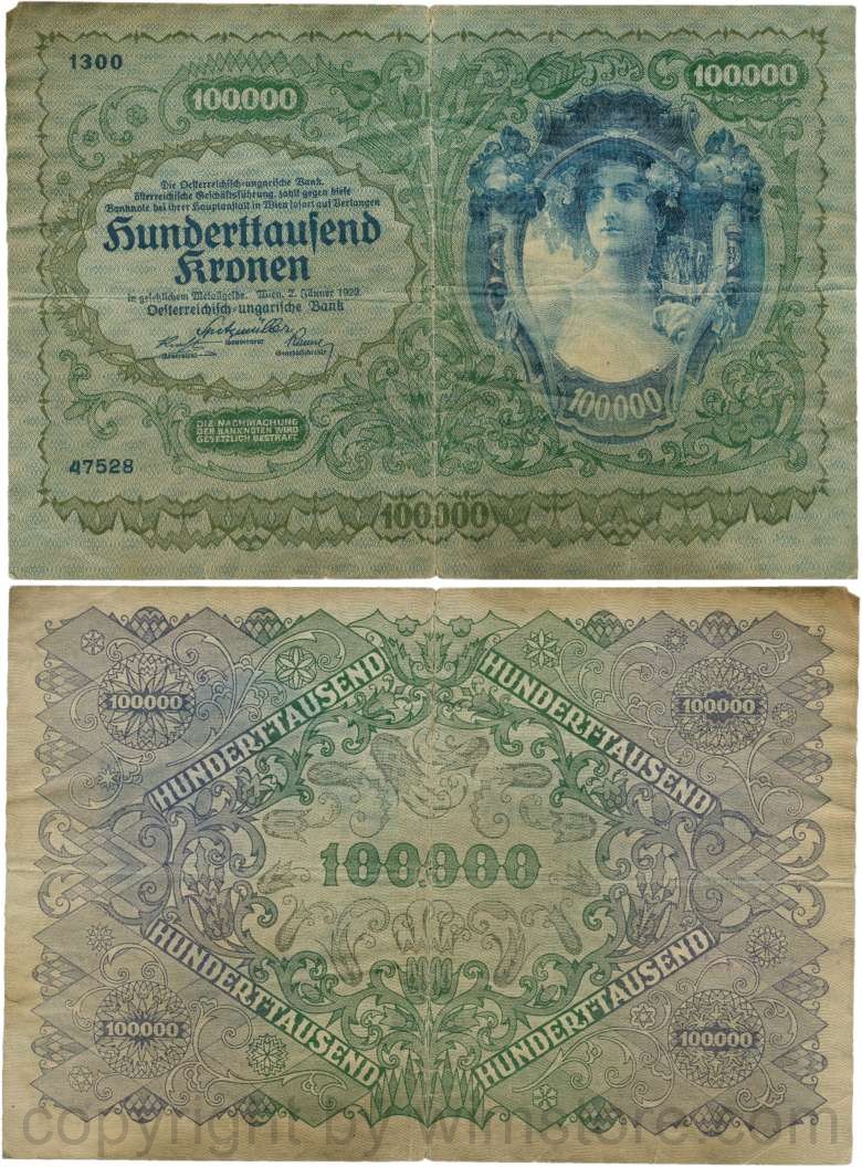 Österreich, 1. republik, p081, 100000 kronen 1922; 5