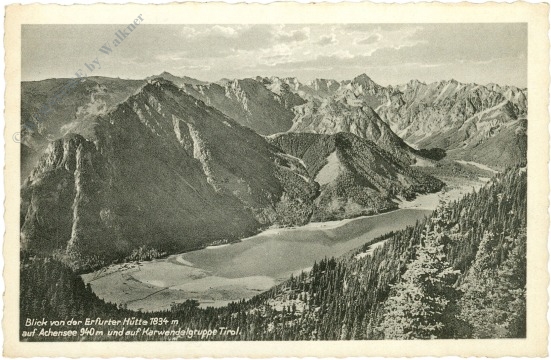 maurach, blick von der erfurter hütte auf achensee und auf karwendelgruppe