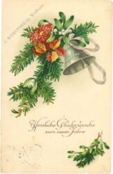 neujahr, gesteck mit glocke