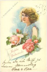 glückwünsche, mädchen mit rosen
