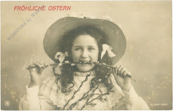 ostern, mädchen mit weidenzweig ostern, mädchen mit weidenzweig