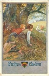 ostern, kinder beobachten hasen