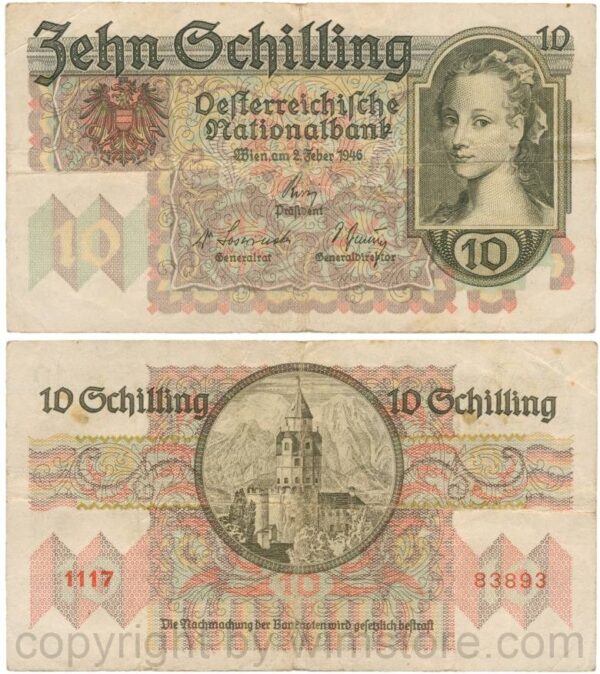 Österreich, 2. republik, p122, 10 schilling 1946; 5