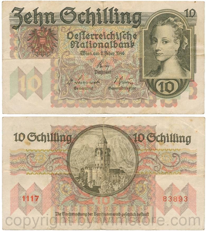 Österreich, 2. republik, p122, 10 schilling 1946; 5