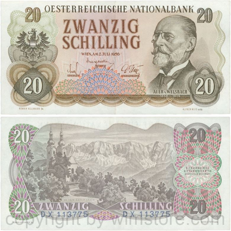 Österreich, 2. republik, p136a, 20 schilling 1956, serie dx; 2