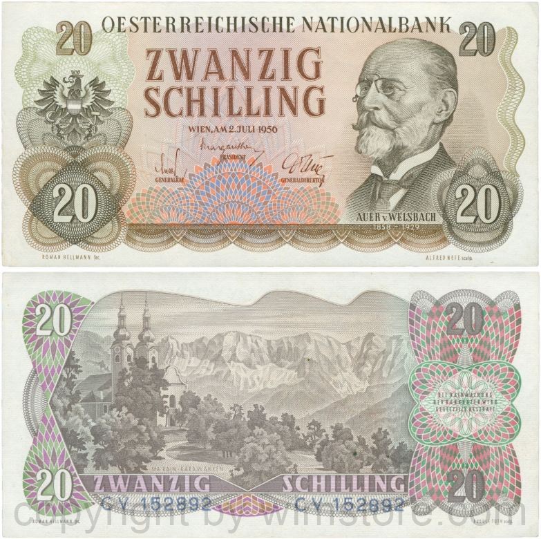 Österreich, 2. republik, p136a, 20 schilling 1956, serie cv; 3
