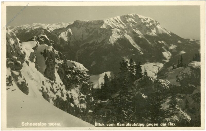 schneealpe, blick vom kamplaufstieg gegen rax