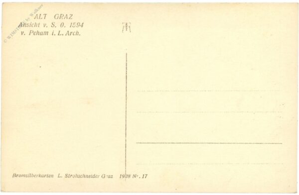 graz, alt graz, ansicht v. s. o. 1594 v. peham i. l. arch.