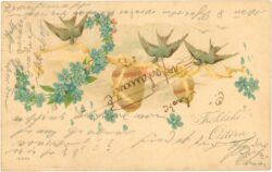 ostern, vögel mit blumengirlande