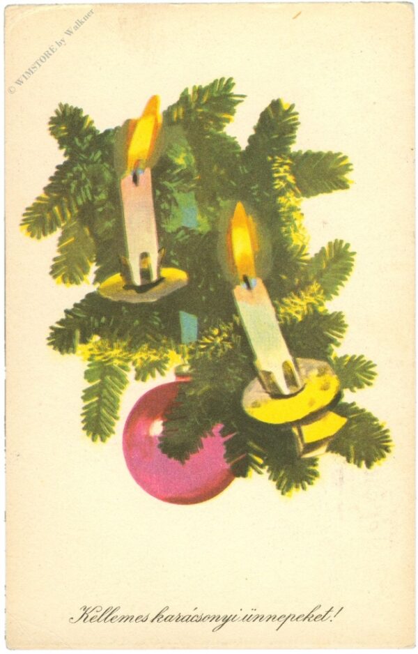 weihnachten, zweige mit kerzen und kugel