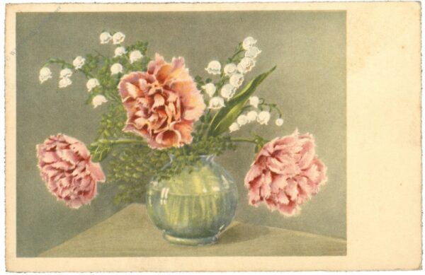 pfingstrosen und maiglöckchen in einer vase