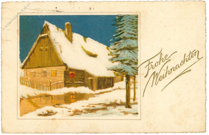 weihnachten, verschneites haus