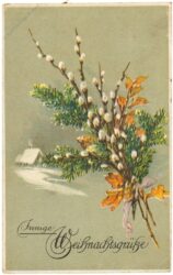weihnachten, zweige mit landschaft
