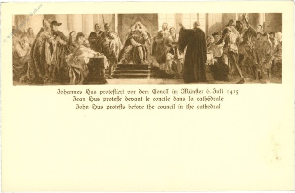 johannes hus protestiert vor dem konzil im münster, 6. juli 1415