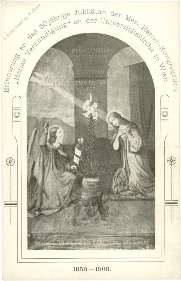 wien 1, erinnerung an das 50jährige jubiläum der mar. herren kongregation "mariae verkündigung" an der universtitätskirche in wien