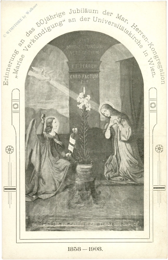 wien 1, erinnerung an das 50jährige jubiläum der mar. herren kongregation "mariae verkündigung" an der universtitätskirche in wien wien 1, erinnerung an das 50jährige jubiläum der mar. herren kongregation "mariae verkündigung" an der universtitätskirche in wien
