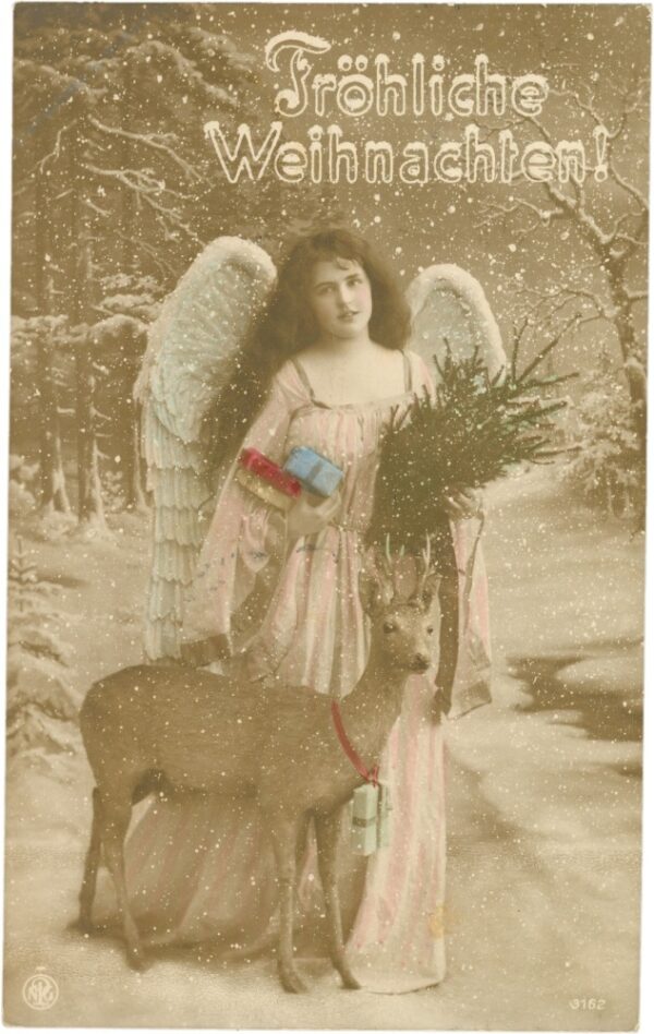 weihnachten, engel mit reh