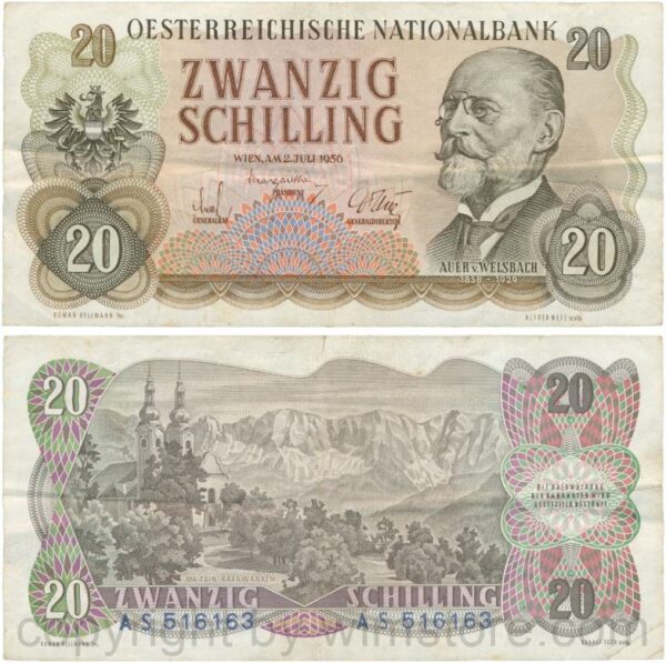 Österreich, 2. republik, p136a, 20 schilling 1956, serie dq; 2 (kopie)