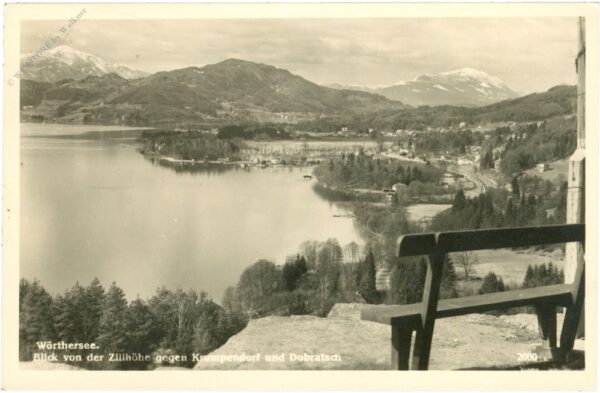 wörthersee, blick von der zillhöhe gegen krumpendorf und dobratsch