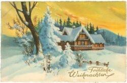 weihnachten, eingeschneites haus