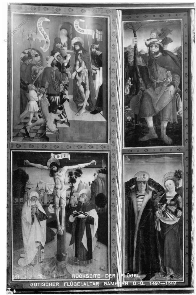 gampern, gotischer flügelaltar, rückseite der flügel
