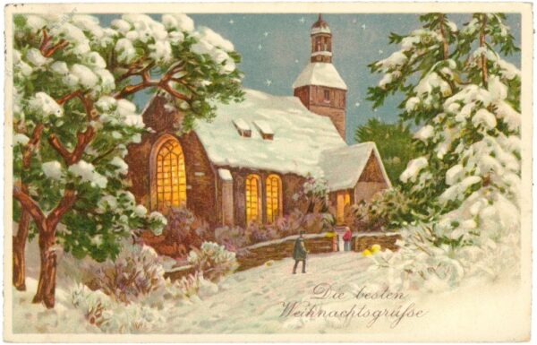 weihnachten, verschneite kirche