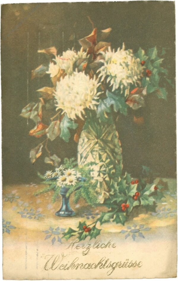 weihnachten, blumen am tisch