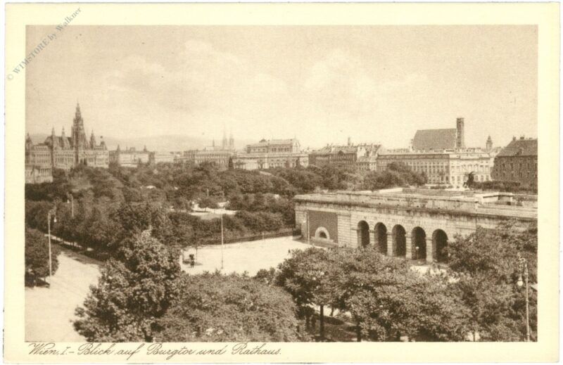 wien 1, blick auf burgtor und rathaus